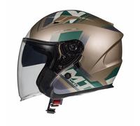 MT Avenue Sideway Gold & Green Jet Helmet (Open Face)