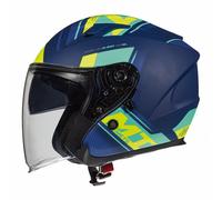 MT Avenue Sideway Matt Blue & Green & Fluo Yellow Jet Helmet (Open Face)