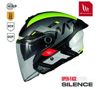 MT Cosmo SV Silence B2 Open Face Motorcycle Motorbike Helmet Scooter Blk & Fluo