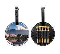 Mt. Fuji in Early Spring Black Golf tee Storage Bag, Multifunctional Golf tee Storage Bag for Men, Durable PU Material
