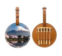 Mt. Fuji in Early Spring Brown Golf tee Storage Bag, Multifunctional Golf tee Storage Bag for Men, Durable PU Material
