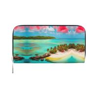Mt. Fuji in early spring Leather clutch bags zipper wallets and card holders are perfect for travel or daily use, Caribbean Scenery, One Size