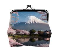 Mt. Fuji in Early Spring Leather Coin Purse for Women-Small Kiss Lock Wallet, Mini Card Holder for Keys Lipstick, Cute Change Purse for Travel