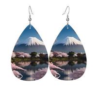 Mt. Fuji in early spring Leather earrings, European and American style earrings for young women, birthday gifts/Valentine's Day gifts