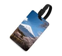 Mt. Fuji in Early Spring Luggage Tag Classic Personalized Repeated Luggage Tag Cute Unique Travel Essentials Identifiers for Women Men Baggage Backpack Handbag Suitcase, Black-style, One Size