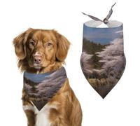 Mt. Fuji in Early Spring Pet Scarf Adjustable Pet Accessories Triangular Scarf Washable Floral Print Puppy Bib Bandana Stylish Comfortable Cat Scarves for Holiday Scarfs