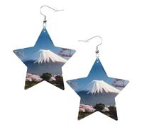 Mt. Fuji in early spring Prints Leather Star-Shaped Earrings Lightweight And Stylish Accessories For Parties Dances And Everyday Life.