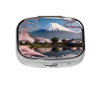 Mt. Fuji in Early Spring Square mini Pill Box, Travel Pill Box, can be Put into Wallet or Pocket to Store a Variety of Small Items