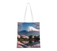 Mt. Fuji In Early Spring Totes. Lightweightcanvas, Double Handles, Stylish Women'S Tote Bag, Perfect For Shopping, Work And Everyday Carry.