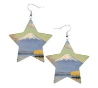 Mt. Fuji in the distance Prints Leather Star-Shaped Earrings Lightweight And Stylish Accessories For Parties Dances And Everyday Life.