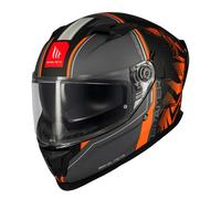 MT Braker Motorcycle Helmet Charm B4 Matt Grey Black Orange (XL)