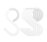 Mt.Jun 6-Pack Secure & Quiet Plastic S Hooks, Flexible Neck for Easy Twist & Lock, Completely Rust-Free, Holds up to 10 lbs, White, Large (3.5 inch)