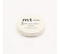 MT Masking Tape Slim Set of 3 Rolls Washi Tape 3mm x 7m White Matt White