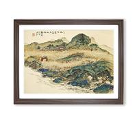 Mt. Penglai Mountain Of Immortals By Tomioka Tessai Asian Japanese Framed Wall Art Print, Ready to Hang Picture for Living Room Bedroom Home Office Décor, Walnut A4 (34 x 25 cm)
