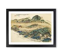 Mt. Penglai Mountain Of Immortals By Tomioka Tessai Asian Japanese Framed Wall Art Print, Ready to Hang Picture for Living Room Bedroom Home Office Décor, Black A3 (46 x 34 cm)