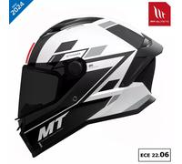MT Motorcycle Helmet - Full Face - ECE 22.06 - MT Stinger 2 Zivze A2 Gloss Black White S