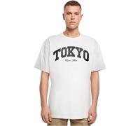 MT Upscale Men's Mister Upscale Tokyo College Oversize Tee T-Shirt, 100% Cotton, White, XL, XXL