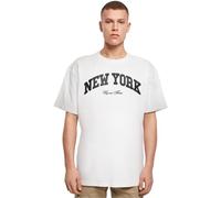 MT Upscale Men's Mt2815-New York College Oversize Tee T-Shirt, White, S Plus Tall