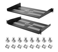 MT-VIKI 1U Server Rack Shelf 250mm deep- Universal Vented Rack Mount Cantilever Tray for 19 inches Network Equipment Rack & Cabinet -44lb/20kgWeight Capacity- Black - Sturdy (2 Pack)