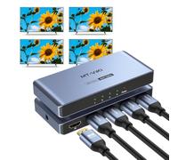 MT-VIKI 4K@120Hz 8K@60Hz HDMI Splitter 1 in 4 Out, 40Gbps Video Audio Distributor Box 1x4 Aluminum shell Mirror/Dulplicate 4 Screens for PS4 XBOX, Fire stick