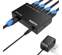 MT-VIKI 4K HDMI Splitter 1 in 4 Out Simultaneously 4 Monitors Mirror HDMI Splitter 1x4 Supports 4K HD Monitors HDCP1.4 with DC Power Supply 30 m Long Distance Transmission