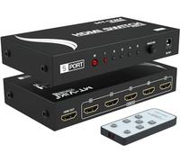 MT-VIKI 4k HDMI Switch 5 in 1 out with IR Remote Control, 5 Port Switcher 3D UHD HDCP Selector Metal Box 4K@30hz for Nintendo PS4 PS5 TV Fire Stick Roku
