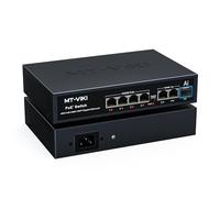 MT-VIKI Full Gigabit PoE Switch, 7-Port IEEE 802.3at/af Unmanaged Network Switch with 65W Total Power (4 PoE+ 30W, 2 Uplink, 1 SFP Fiber), 6KV Lightning Protection, AI Watchdog, VLAN