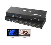 MT-VIKI HDMI KVM Switch 2 Monitors 2 Computers 4K@60Hz, USB3.0 HDMI KVM Switch Dual Monitor with 4 USB 3.0 Ports Sharing Keyboard/Mouse/Printer