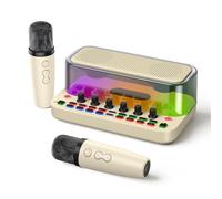 MT-VIKI Portable Bluetooth Karaoke Machine Speaker with 2 Wireless Microphones, RGB Lights, Lightweight, Perfect for Adults & Kids, Home & Outdoor Party