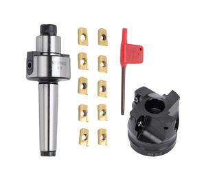MT2 FMB22 Carbide Face Mill Kit 400R-50-22 High Speed Indexable Milling Cutter with 10 Inserts Extension Holder Sturdy Construction for CNC Machines