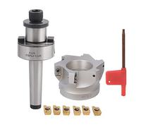 MT2 FMB27 Collet Chuck Holder Face Mill Cutter CNC Milling Tool Kit with 6 or 10 APMT1604 Inserts for Metalworking Machining Industrial Applications (MT2-FMB27+80 Knife Head+1604APMT Knife Grains (6)