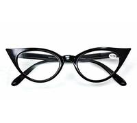 MT57 Retro 1950s 1960s Cat Eye Vintage Fashion Reading Glasses, Metal Hinges and 8 Lens Variations with Choice of 5 Colours (Shiny Black, 3.5)
