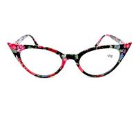 MT57 Retro 1950s 1960s Cat Eye Vintage Fashion Reading Glasses, Metal Hinges (Floral 2.5)
