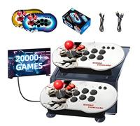 MT6 Game Box Retro Game Console 20000+ Games,with 2 Turret Joystick Gamepad & Coloured LED Gradient Light,4 Players Battle,4K HD Output Fight Game Stick for PC/TV/Projector,plug and play (128G)