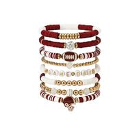 MTAADSQ Game Day Stackable Stretch Bracelets Set Stretch Bracelets Set for Women Football Fans Soccer Bracelets Accessories for Mom Jewelry Gifts, Una talla, Polymer Clay, Not a gemstone