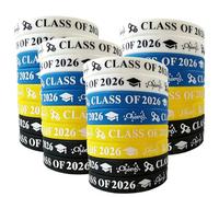 Mtaajin Class of 2026 Wristbands 32 Pcs Silicone Graduation Bracelets, Graduating Rubber Bracelets Grad Silicone Wristbands 4 Colors Celebrating Bracelet for Graduation Party Favors