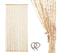 MTADSBKFP Strands Retro Bead Curtain, Hand-Strung Wooden Bead Door Curtain, 40-80 Strands, Brown Natural, Multiple Sizes(Natural,W:90 x H:180cm)