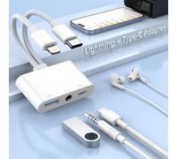 MTAKYA 3 in 1 USB OTG Adapter + 3.5mm Audio Headphone Jack Adapter + Fast Charging Port, Compatible with iPhone 14/13/12, Most Type-C Phones, iPad Pro, Laptops