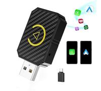 MTAKYA Mini Wireless Carplay Adapter, 2 in 1 Wireless Android Auto Adapter 2025, Carplay Wireless Dongle for iPhone/Android Plug and Play Converts Wired to Wireless CarPlay for Cars 2016+, USB-C/USB