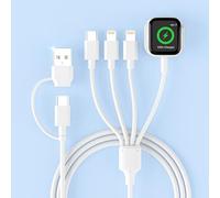 MTAKYI 4 in 2 USB C iWatch Charger for iWatch, 6FT Watch Fast Charging Cable for Watch Series 10/9/8/7/6/5/4/3/SE/Ultra, Multi Charger Cable for iPhone16/15/14/13/Samsung S25/S24/23/S22