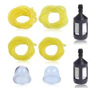 Mtanlo 4 Pieces Universal Fuel Line, Petrol Fuel Line Hose Tube,2 x 3.5mm, 2.5 x 5mm, 3 x 5mm, 3 x 6mm for Chainsaws Lawn Mower String Trimmer Blowers Common, with Petrol Filter Oil Bubbles