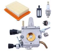 Mtanlo Carburettor Kit for Stihl FS120 FS200 FS250 FS300 FS350 Lawn Mower, FS120 Carburettor with Air Filter + L7T/BPMR7A Spark Plug + Petrol Filter + Primer Bulbs