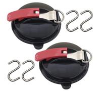 Mtanlo Suction Cup Anchor, Suction Cup Anchor with Attachment, 2 Suction Cups with 4 S Hooks, Multifunctional Car Suction Cup for Car Side Tents Camping Tarpaulin Accessory