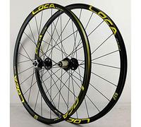 MTB Bike Wheels 26/27.5/29 Inch Bicycle Wheelset Disc Brake 6 Pawl Ultralight Double Layer Alloy Rim Quick Release 7-12 Speed 24 Holes (Color : Black Hub gold label, Size : 27.5inch)