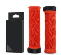MTB Handlebar Grips for 22.2mm Handlebars Constructed from TPR Rubber to Steady Control and Natural Hand Fit During Uphill Climbs and Downhill Runs (Red)