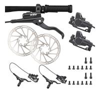 MTB Hydraulic Disc Brake Set - Front 800mm & Rear 1400mm Complete Kit with 2-Piston Calipers, Universal IS/PM Adapters | Aluminum Alloy Brake Levers for Mountain Bike, Folding Bike
