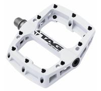 TAG Metals T3 Nylon MTB Pedals 9/16" Axle - Durable, Lightweight Platform Pedals with Anti-Slip Pins, Ideal for Mountain Biking and BMX (White)