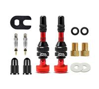MTB Presta Tubeless Valves, Bicycle Valve Tubeless with Bicycle Valve Adapter Tubeless Valves for Road MTB Tyres, Red (40 mm)