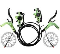 MTB Road Line Pulling Hydraulic Disc Brake Front & Rear Set 890mm/1570mm Bike Aluminum Disc Brakes With 160mm Rotor And IS/PM Adapter For BMX XC Trail (Color : Groen, Size : F: 890mm/R: 1570mm)