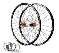 MTB Wheelset 26 Inch Disc Brake Bicycle Rim 32 Spoke 27.5 29 Mountain Bike Front & Rear Wheel QR Sealed Bearing Hubs for 7-11 Speed Cassette (Color : Gold, Size inch)